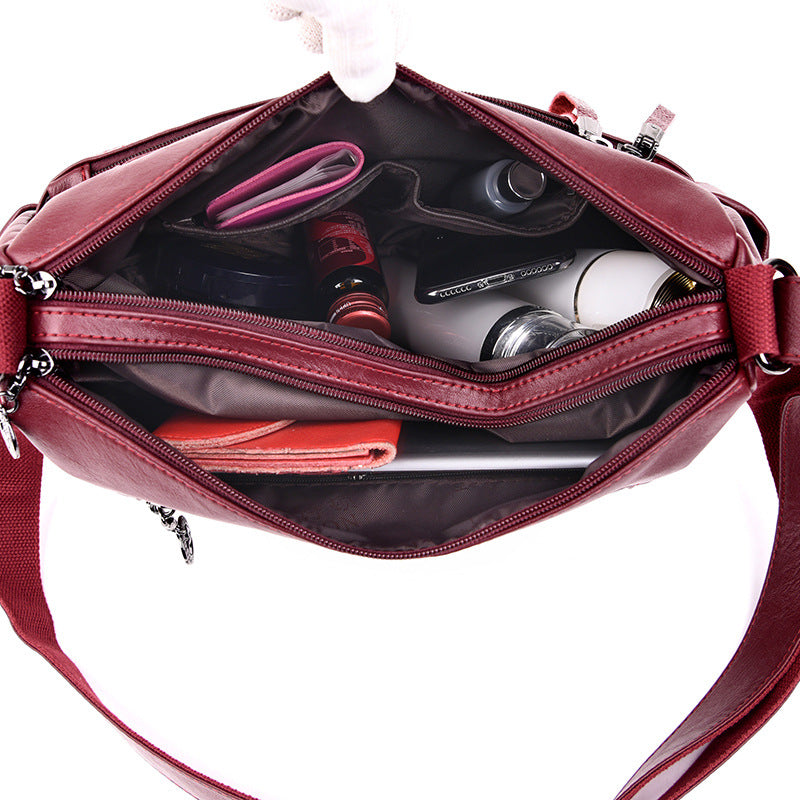 Women's Soft Leather Large Capacity Mom Korean Crossbody Bags