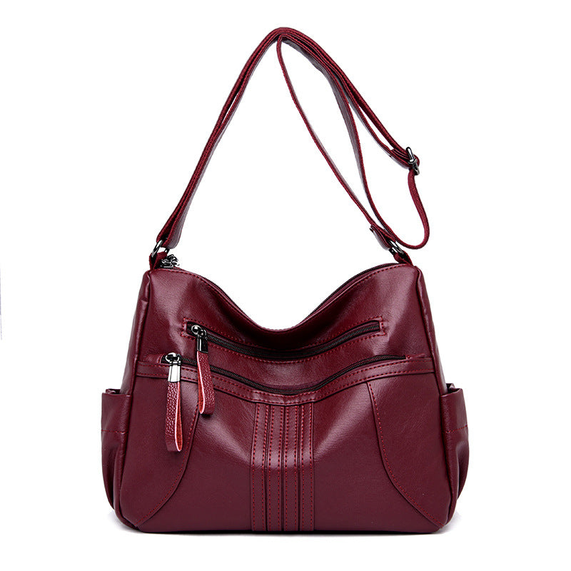 Women's Soft Leather Large Capacity Mom Korean Crossbody Bags