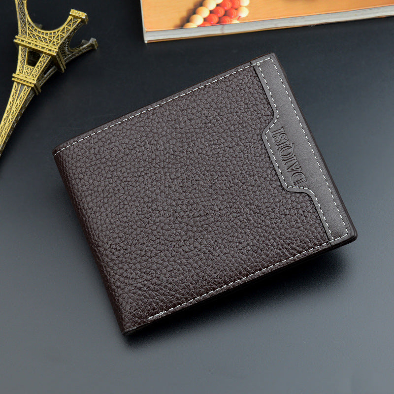 Men's Short Male Youth Simple Fashion Lychee Pattern Horizontal Men's Wallet