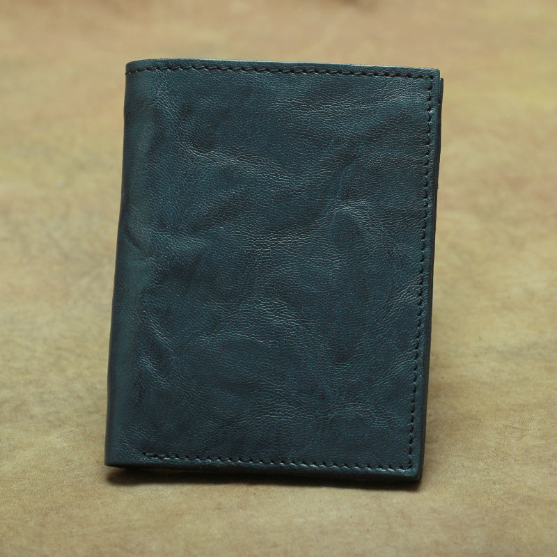 Women's & Men's & Leather Simple Retro Distressed Vegetable Tanned Men's Wallets