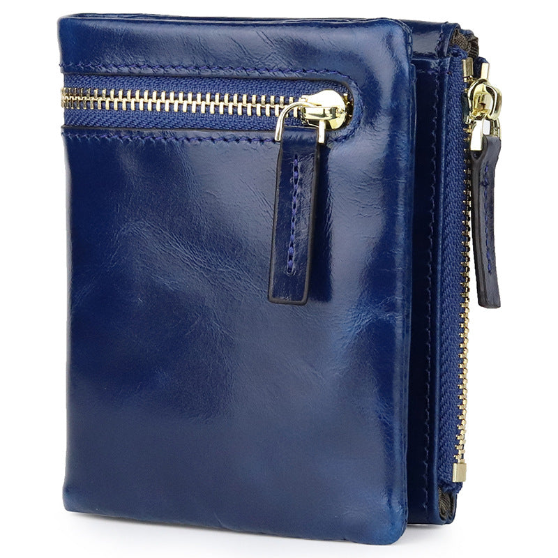 Women's Oil Wax Leather Short Fashion Ladies Wallets