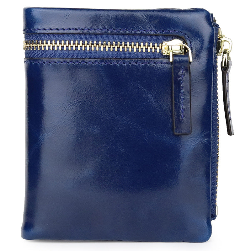 Women's Oil Wax Leather Short Fashion Ladies Wallets