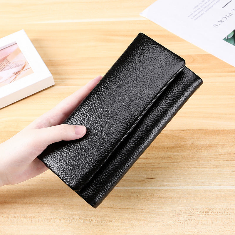 Women's Korean Style Long Leather First Layer Ladies Wallets