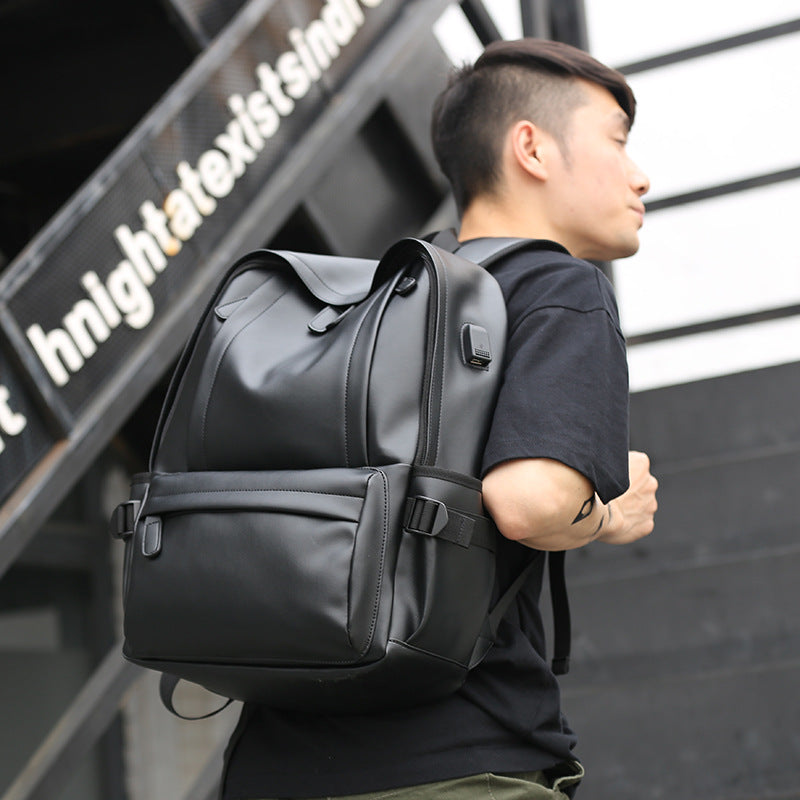 Men's Trendy Innovative Korean Male Leather Backpacks