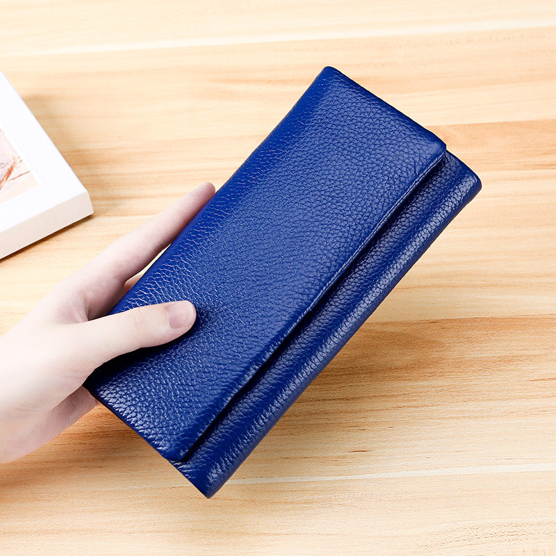 Women's Korean Style Long Leather First Layer Ladies Wallets