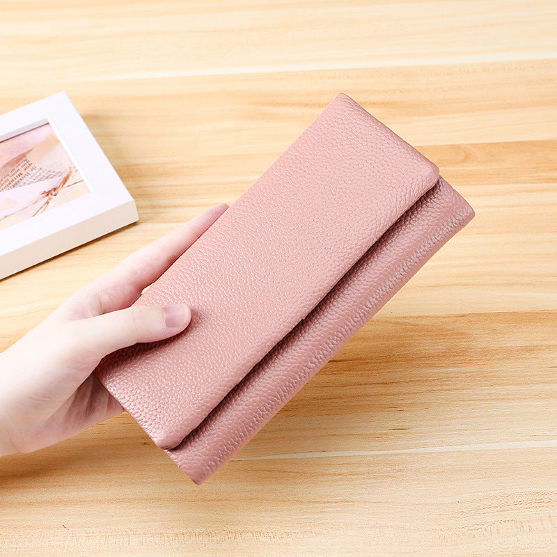Women's Korean Style Long Leather First Layer Ladies Wallets