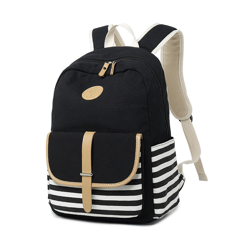 Women's Trendy Canvas Printed Striped Computer Backpacks