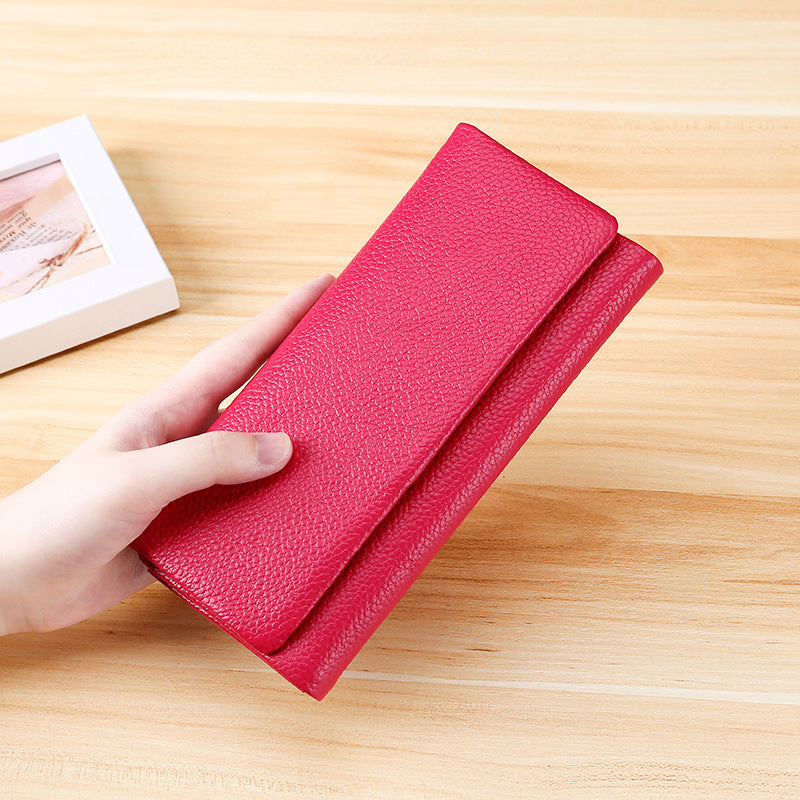 Women's Korean Style Long Leather First Layer Ladies Wallets