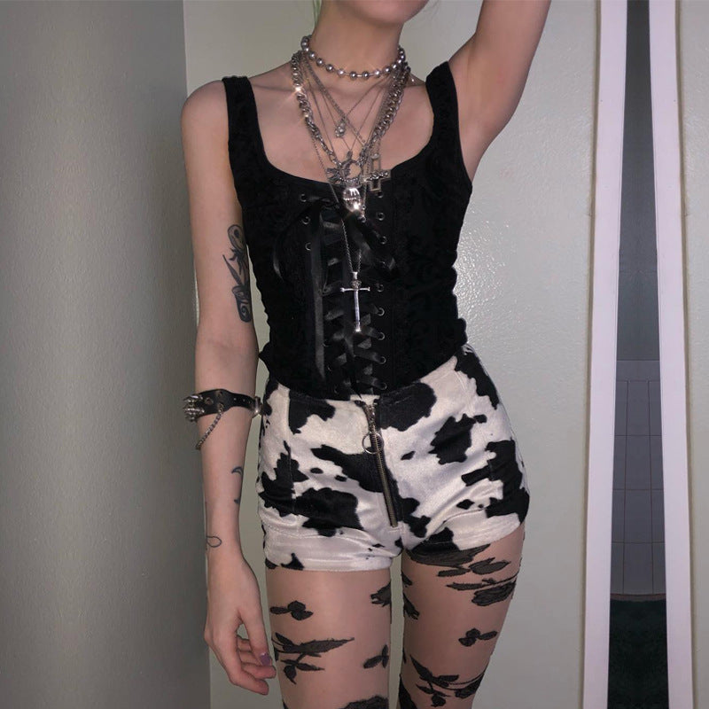 Women's Square Collar Sexy Dark Fashionable Knitted Tops