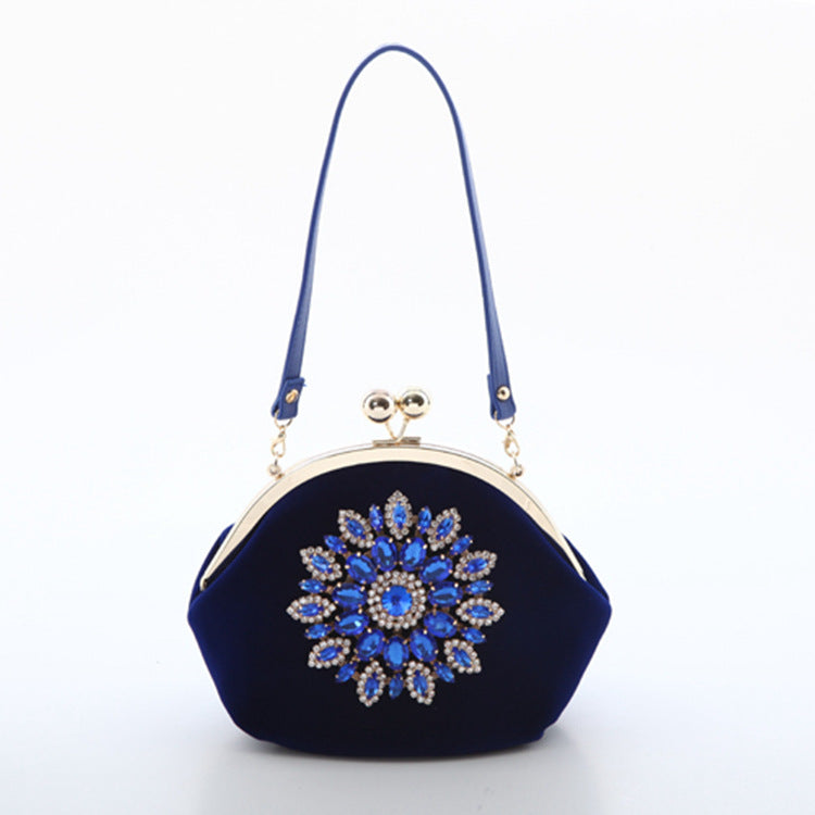 Women's Red Bridal Wedding Flower Dinner Diamond Shoulder Bags
