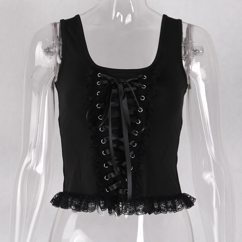 Women's Square Collar Sexy Dark Fashionable Knitted Tops