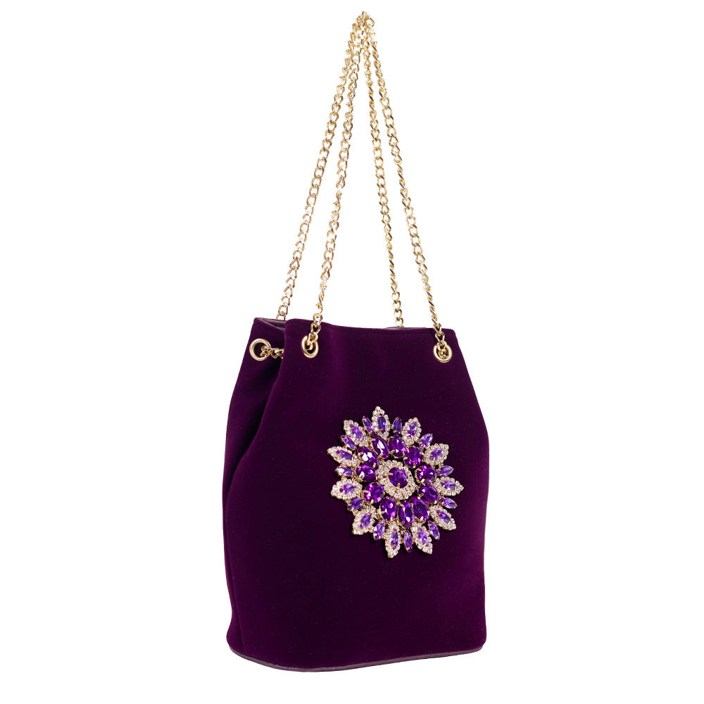 Women's Veet Retro Diamond Handmade Dinner Chain Shoulder Bags