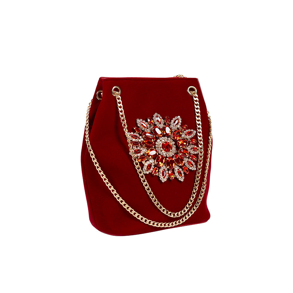 Women's Veet Retro Diamond Handmade Dinner Chain Shoulder Bags