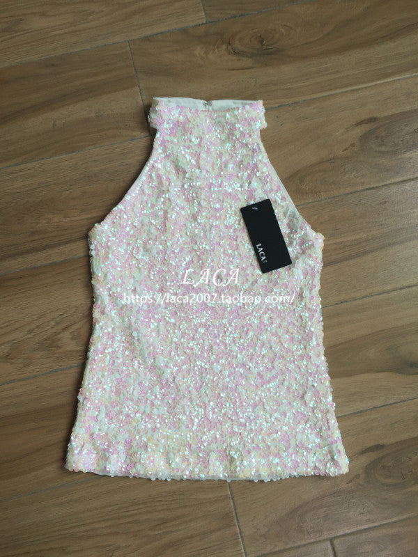 Women's Stage Singer Performance Wear Sleeveless Slim Pullover Tops
