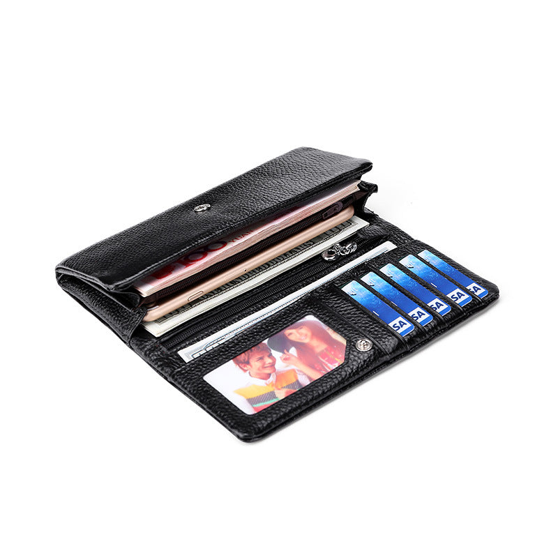 Women's Litchi Pattern Top Layer Cowhide Fashion Ladies Wallets