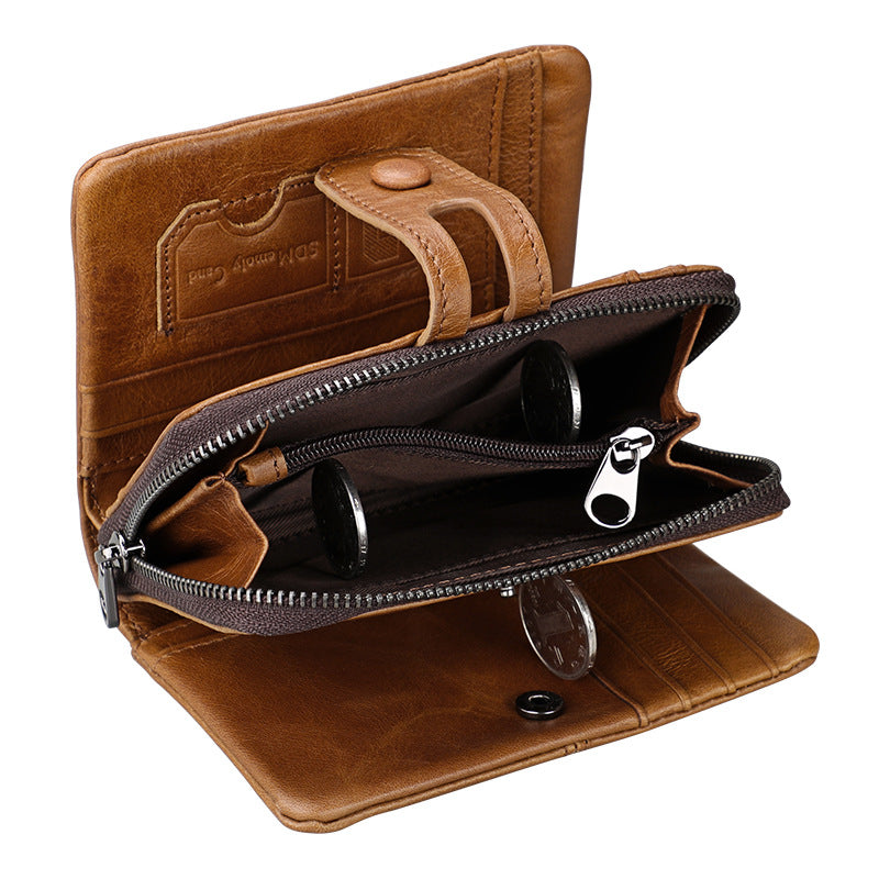 Women's Leather For Man Crazy Horse Zipper Men's Wallets