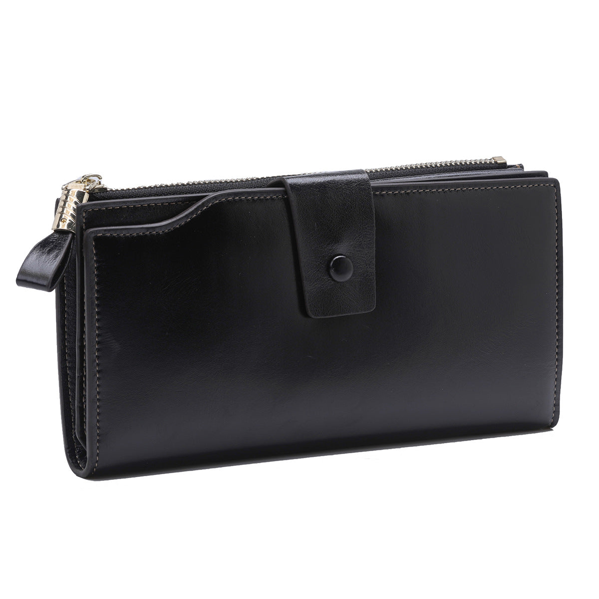 Women's Top Layer Leather Long Korean Style Oil Wax Cowhide Ladies Wallets
