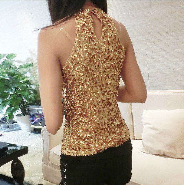 Women's Stage Singer Performance Wear Sleeveless Slim Pullover Tops