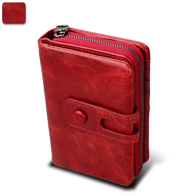 Women's Leather For Man Crazy Horse Zipper Men's Wallets