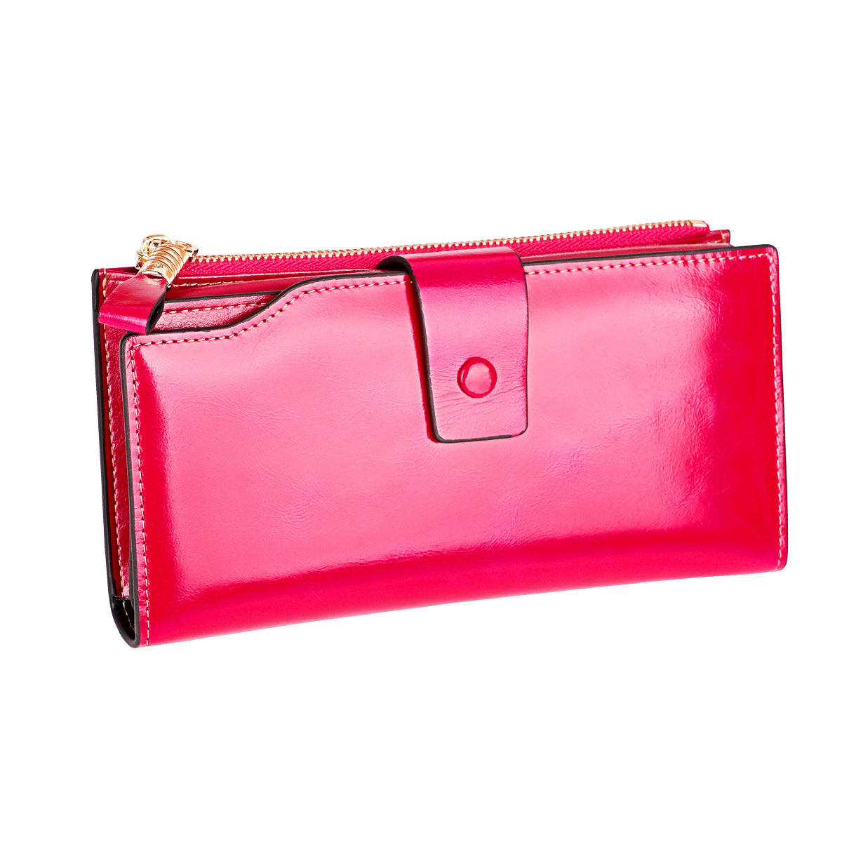 Women's Top Layer Leather Long Korean Style Oil Wax Cowhide Ladies Wallets