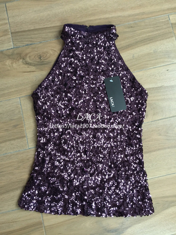 Women's Stage Singer Performance Wear Sleeveless Slim Pullover Tops