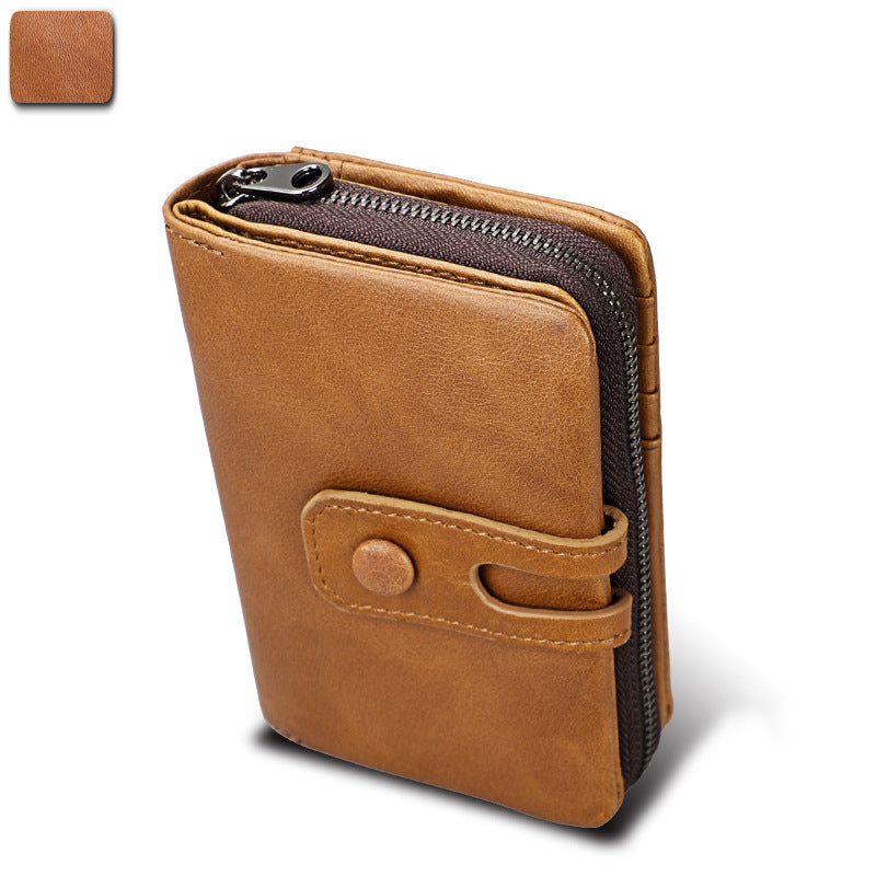 Women's Leather For Man Crazy Horse Zipper Men's Wallets