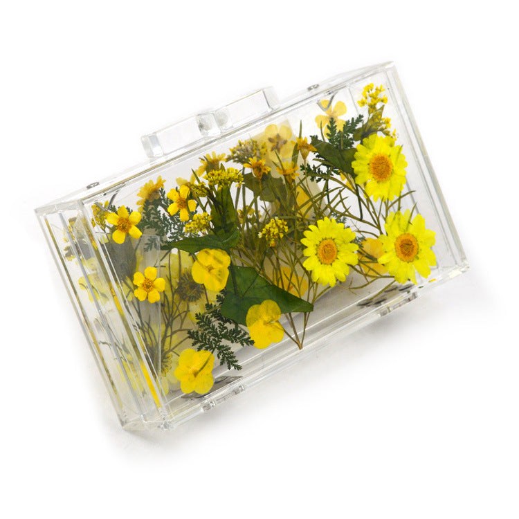 Women's Summer Acrylic Transparent Chrysanthemum Specimen Evening Bags