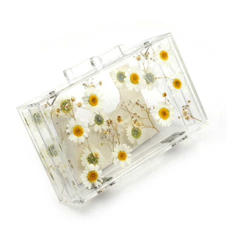 Women's Summer Acrylic Transparent Chrysanthemum Specimen Evening Bags