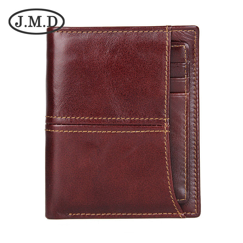Men's Swiping First Layer Short Cowhide Billfold Leather Men's Wallets