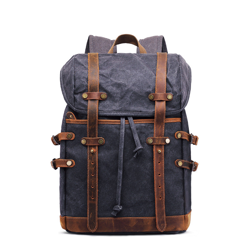Men's Oil Wax Canvas Crazy Horse Leather Backpacks