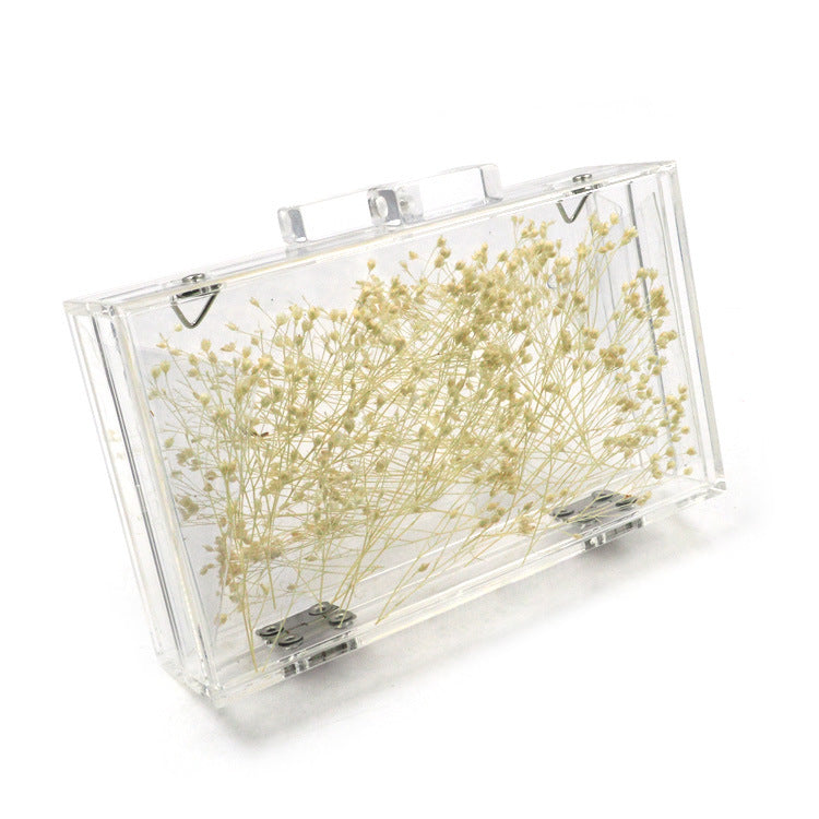 Women's Summer Acrylic Transparent Chrysanthemum Specimen Evening Bags