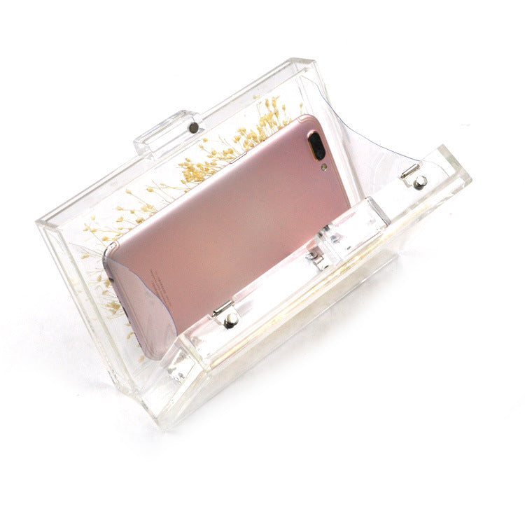 Women's Summer Acrylic Transparent Chrysanthemum Specimen Evening Bags