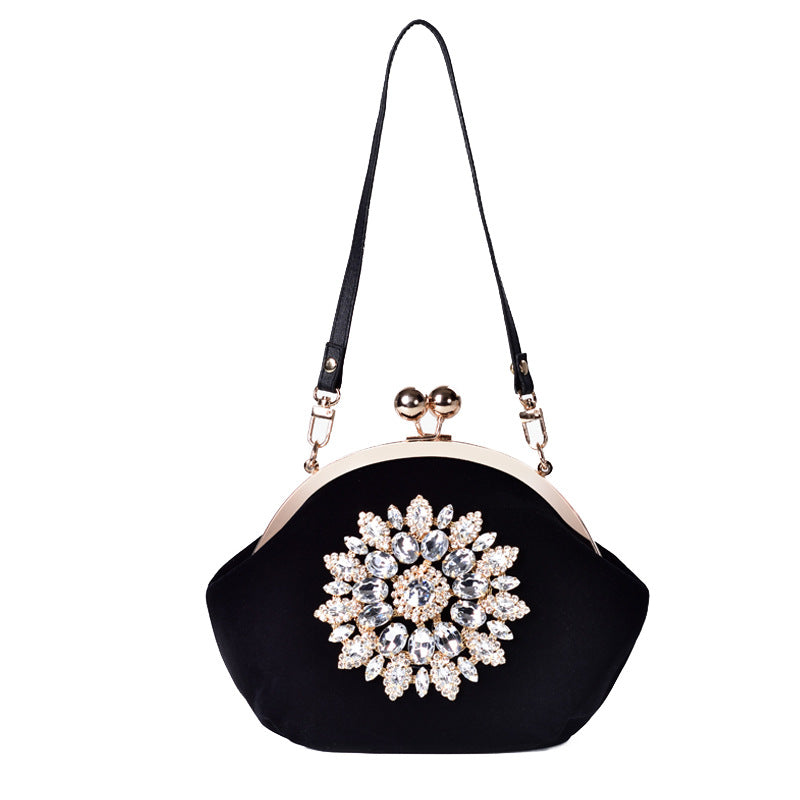 Women's Red Bridal Wedding Flower Dinner Diamond Shoulder Bags