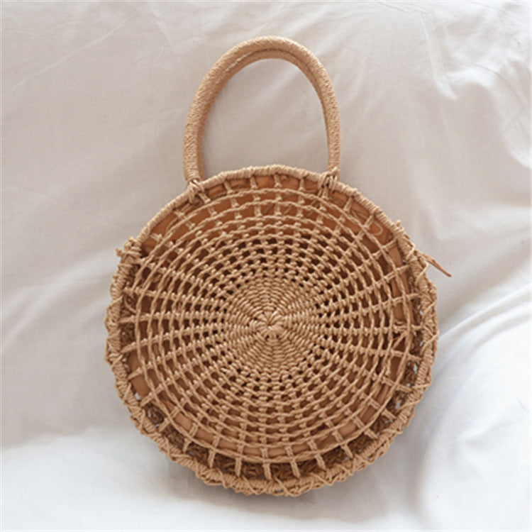 Women's Straw Handmade Woven Hollowed Round Fashionable Bags