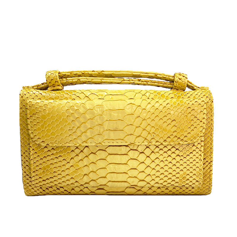 Women's Style Snake Pattern Cowhide Clutch Genuine Leather Chain Ladies Wallets