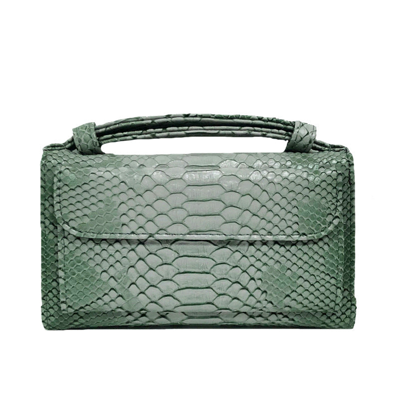 Women's Style Snake Pattern Cowhide Clutch Genuine Leather Chain Ladies Wallets
