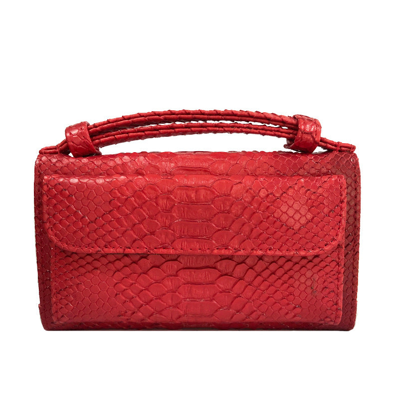 Women's Style Snake Pattern Cowhide Clutch Genuine Leather Chain Ladies Wallets