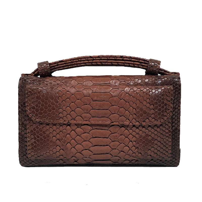 Women's Style Snake Pattern Cowhide Clutch Genuine Leather Chain Ladies Wallets