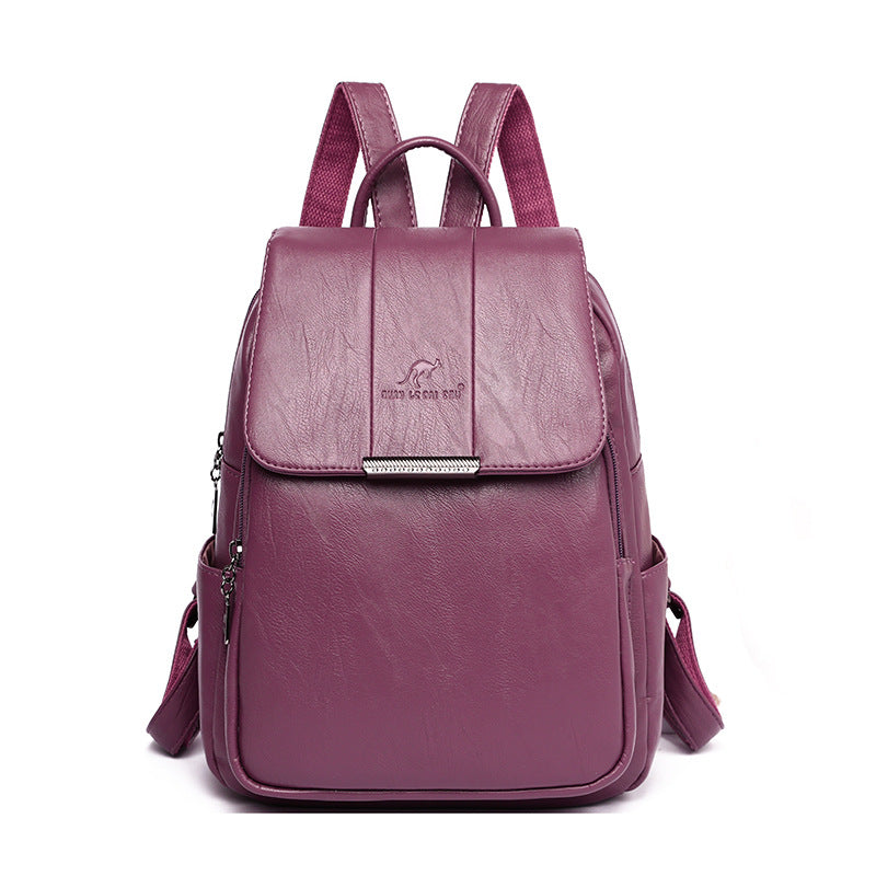 Women's Retro Style Real Sheepskin Pattern Solid Backpacks