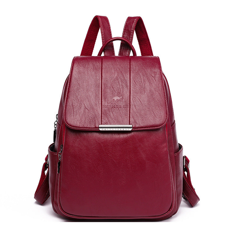 Women's Retro Style Real Sheepskin Pattern Solid Backpacks