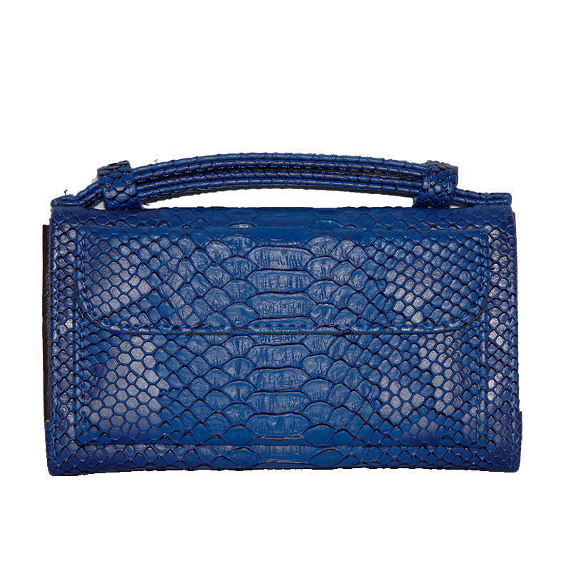 Women's Style Snake Pattern Cowhide Clutch Genuine Leather Chain Ladies Wallets