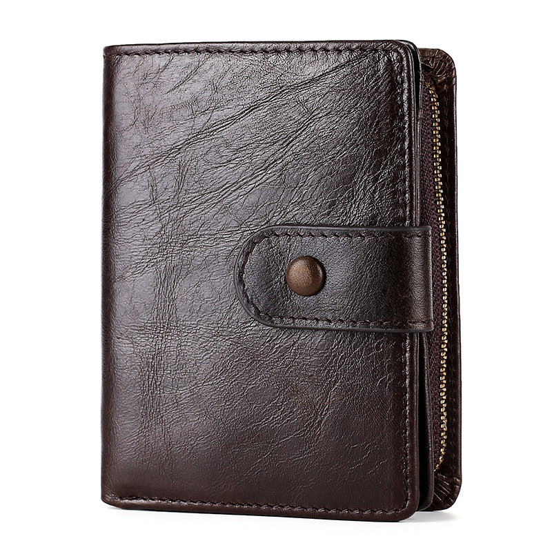 Leather For Man Oil Wax Plain Men's Wallets