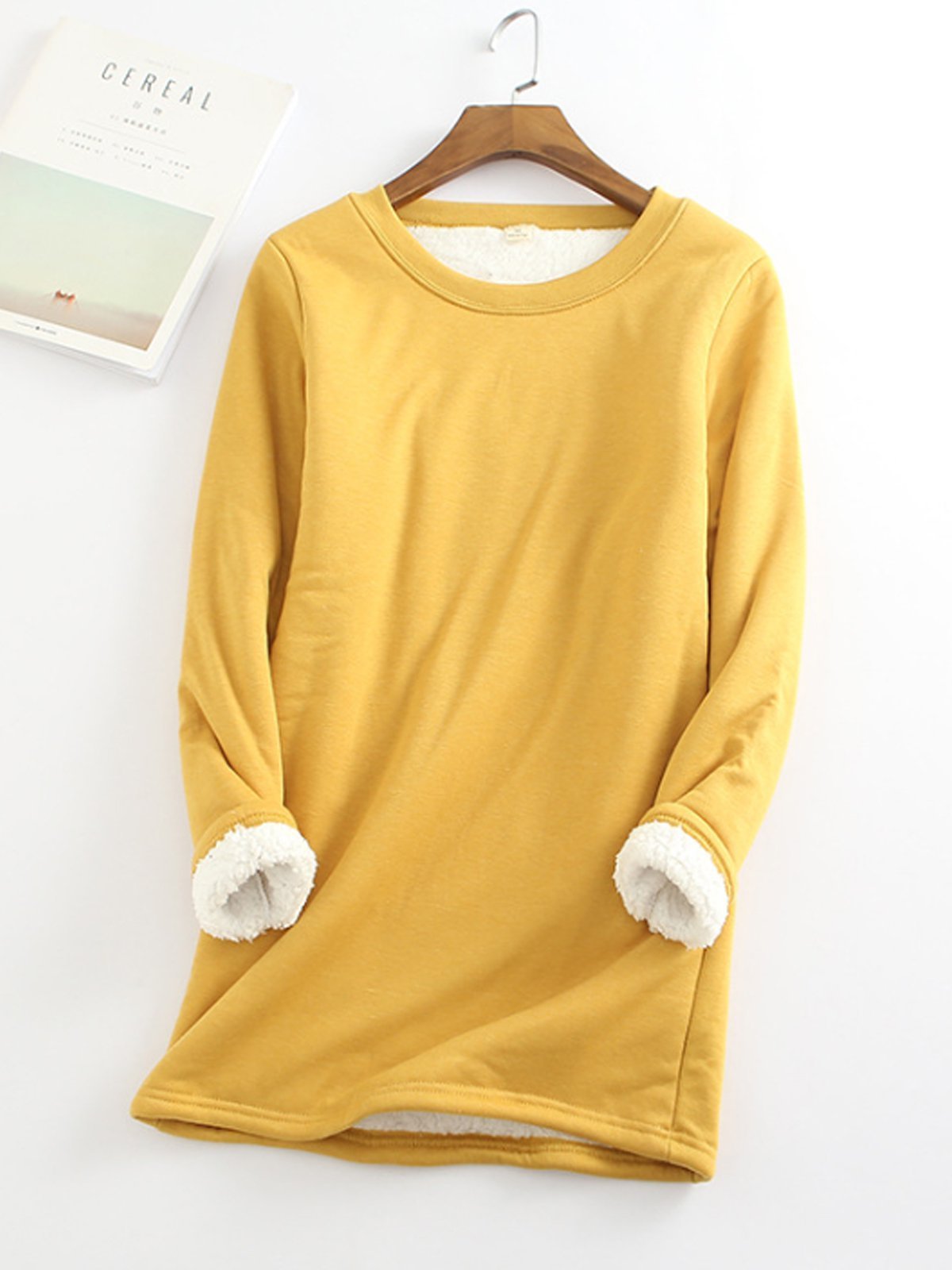 Women's Padded Bottoming Shirt Mid-length Thickened Large Fleece Slim Tops