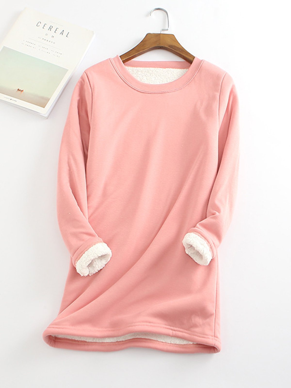 Women's Padded Bottoming Shirt Mid-length Thickened Large Fleece Slim Tops