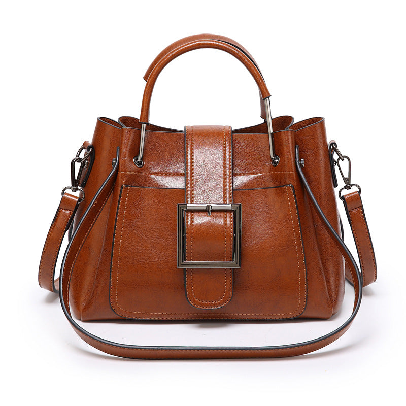 Women's Oil Wax Leather Large Capacity Soft Shoulder Bags