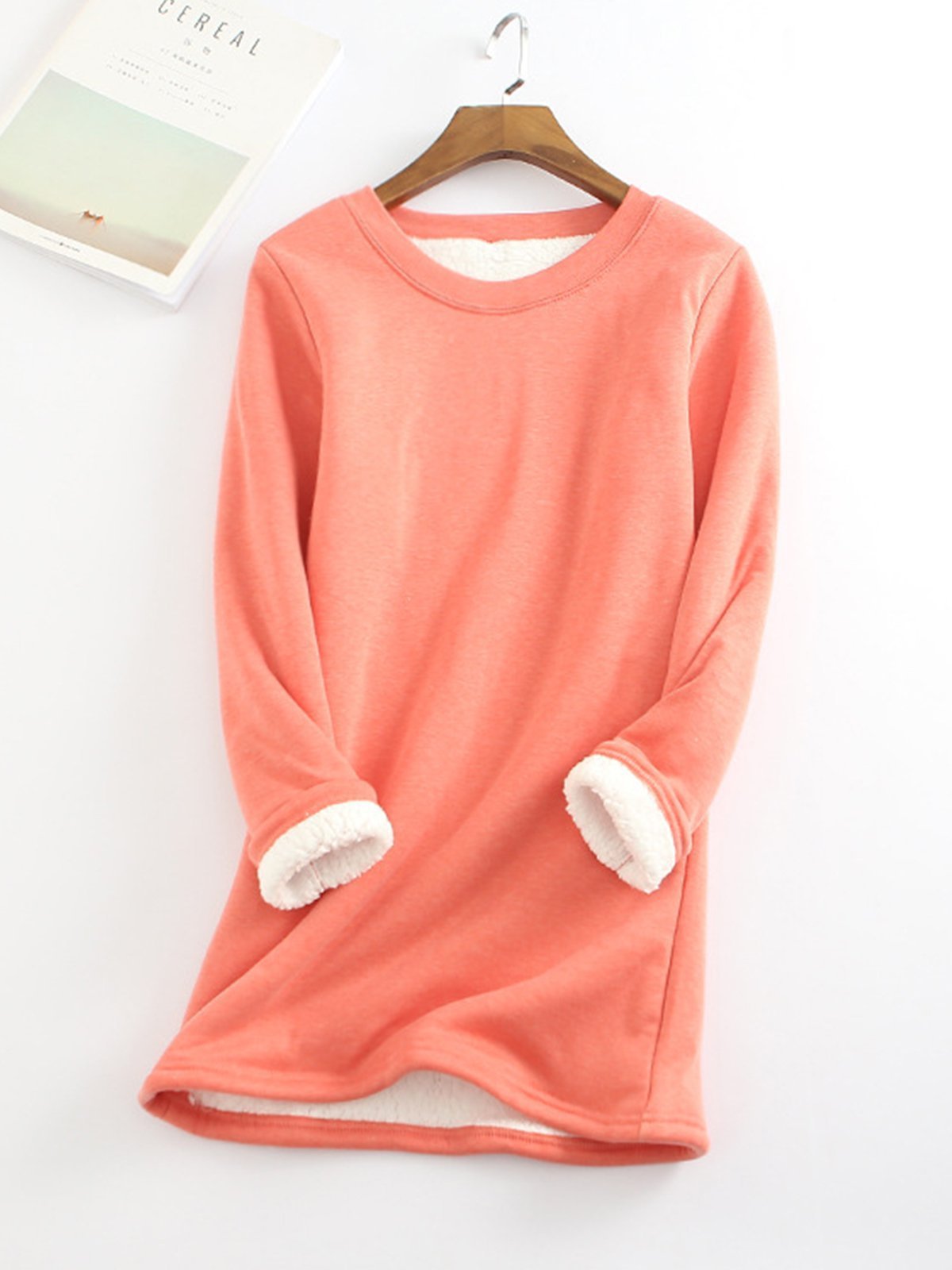 Women's Padded Bottoming Shirt Mid-length Thickened Large Fleece Slim Tops