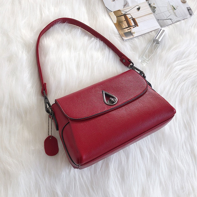 Women's Fashion Lychee Pattern Simple Female Portable Shoulder Bags