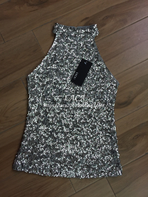 Women's Stage Singer Performance Wear Sleeveless Slim Pullover Tops