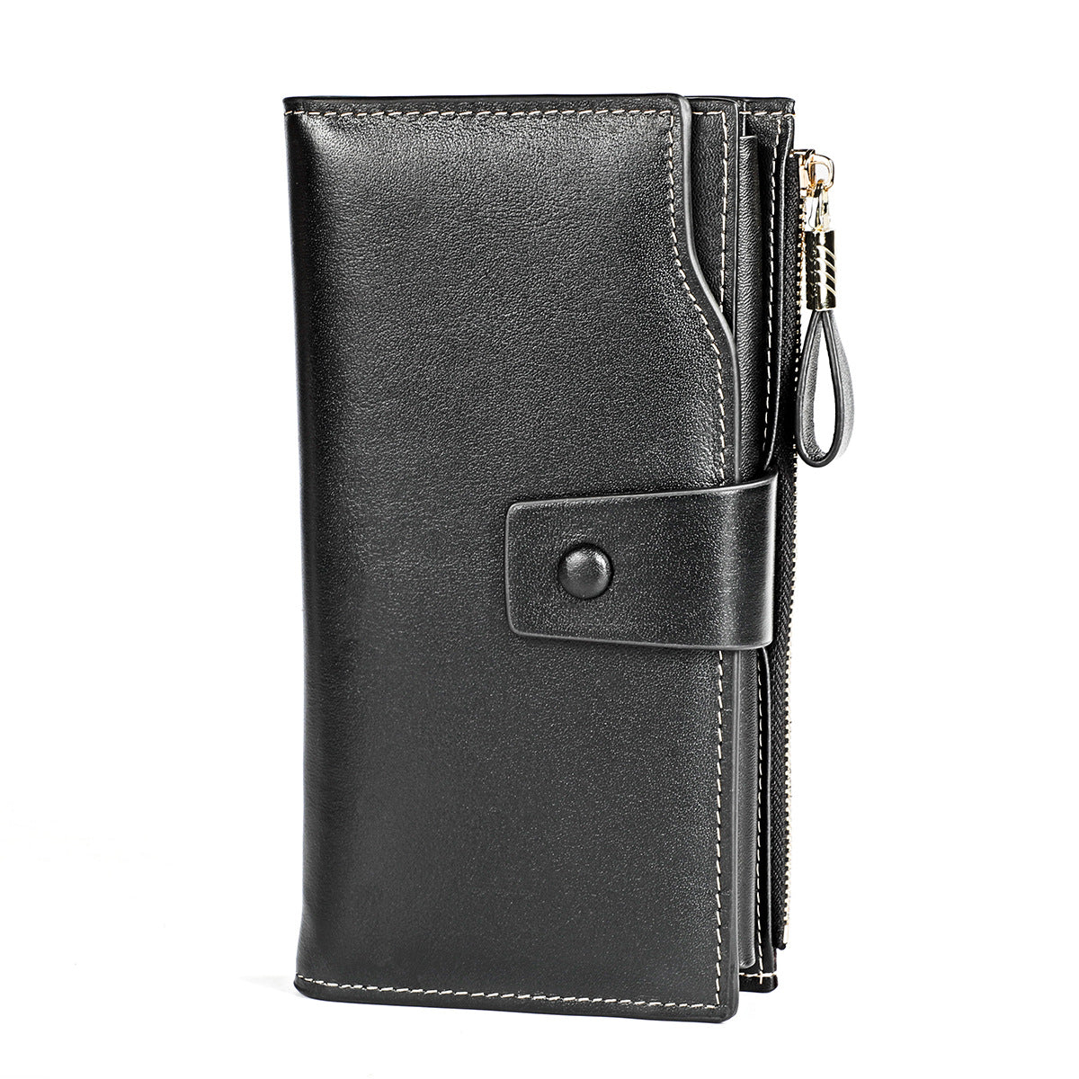 Women's Top Layer Leather Long Korean Style Oil Wax Cowhide Ladies Wallets