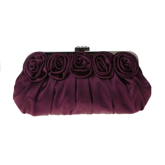 Women's Simple Three-dimensional Flower Satin Clutch Chain Evening Bags